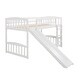 preview thumbnail 10 of 10, Twin Size Loft Bed with Slide and Ladder White Finish for Kids' Bedroom Fun