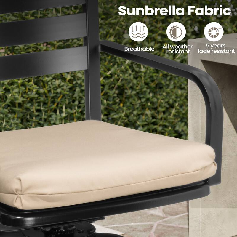 Pellebant Outdoor Patio Swivel Aluminum Bar Stools with Sunbrella Cushion - 18.51 in L x 18.51 in W x 45.28 in H