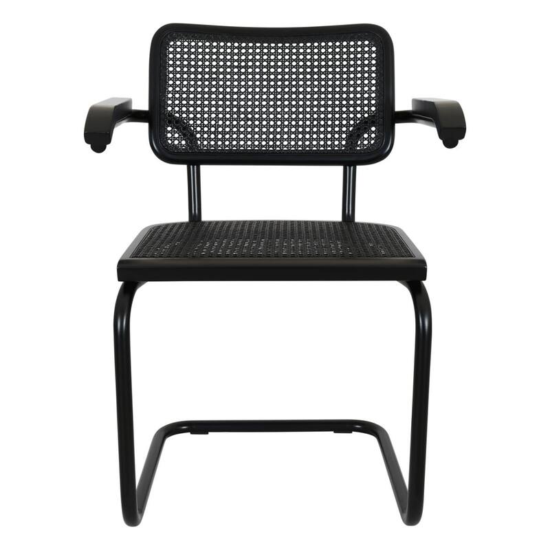 Breuer Chair Company Marcel Breuer Cesca Cane Cantilever Armchair Arm Chair w/ Black Steel Frame (Various Wood & Cane Colors)