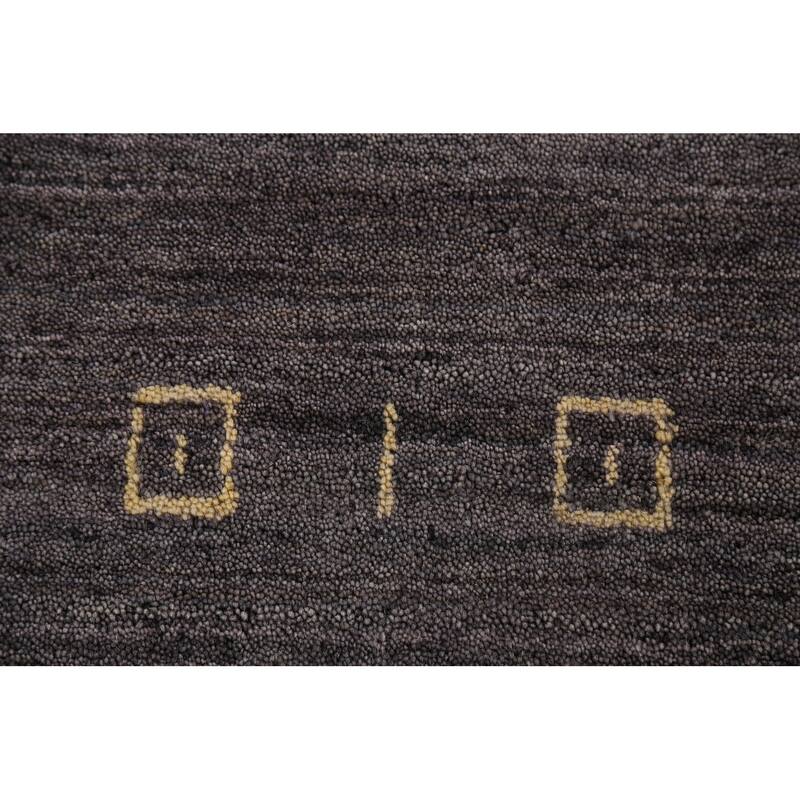 Charcoal Gabbeh Indian Area Rug Handmade Wool Carpet - 4'11"x 7'10"