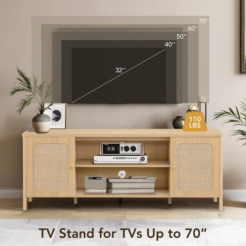 Spruce & Spring 62" Bohemian TV Stand Modern Media Console Entertainment Center