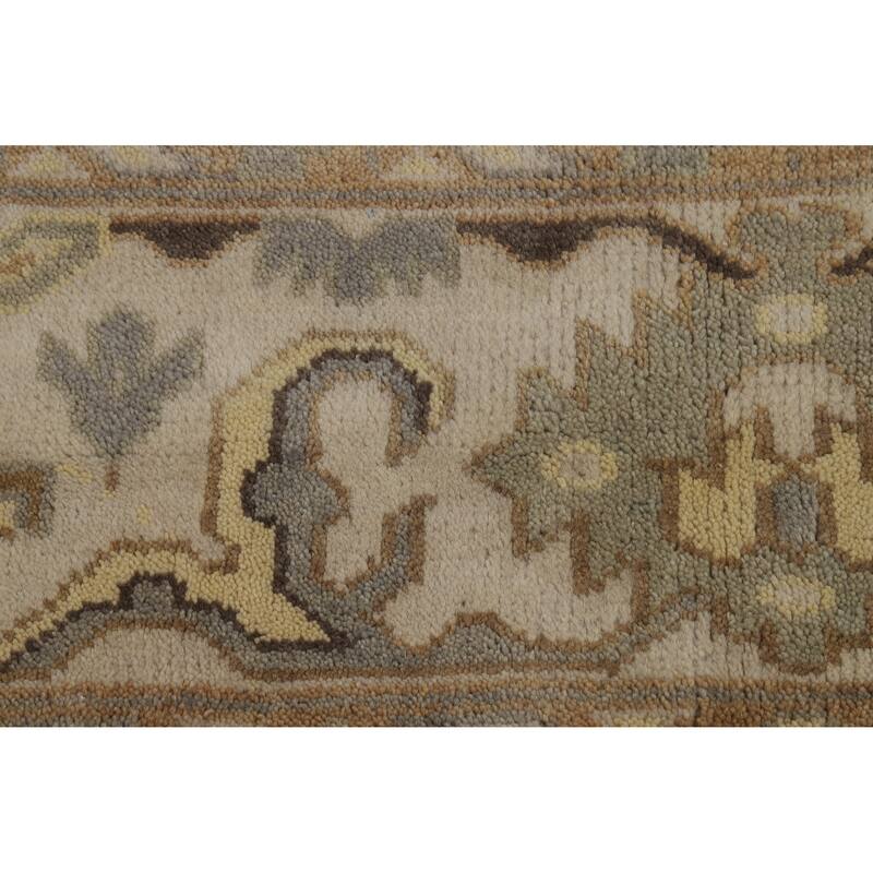 All-Over Oushak Indian Area Rug Hand-Knotted Wool Carpet - 8'1" x 9'11"
