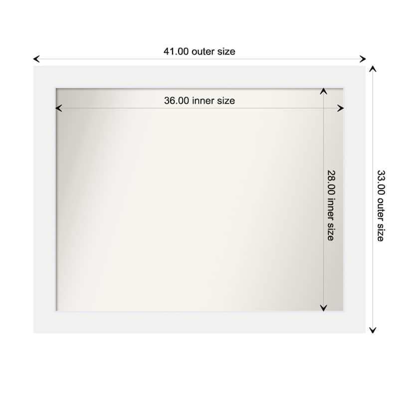 Corvino White Framed Non-Beveled Custom Wall Mirror, Bathroom Vanity Mirror - Outer Size: 41 x 33