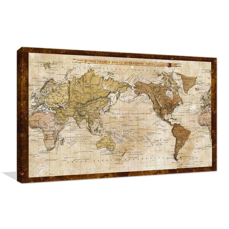 "Map of World" Print on Canvas