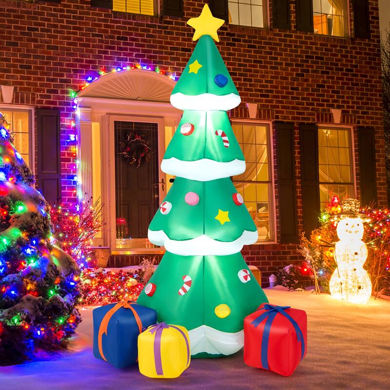 Gymax 6FT Tall Inflatable Blow up Christmas Tree Holiday Decor Tree w/ - See Details
