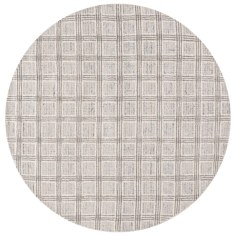 SAFAVIEH Handmade Ebony Judit Modern & Contemporary Wool Rug - 6' Round - Blue/Grey