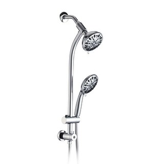 High Pressure Wall Mounted Shower Head With Handheld Shower 5 Inch Dual Shower Head Combo Set With Adjustable Height Slide Bar