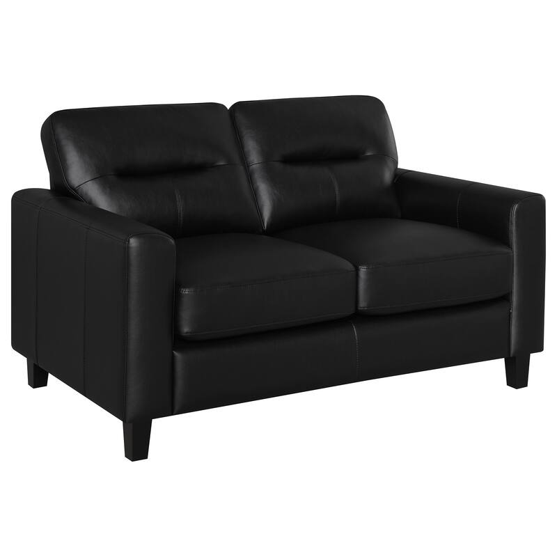 Scotland Faux Leather Upholstered Track Arm Loveseat - Black