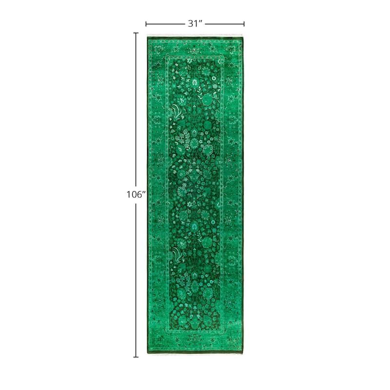 Contemporary Overdyed Wool Hand Knotted Runner - 2' 7" x 8' 10"