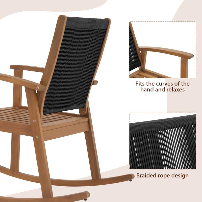 Outdoor Solid Wooden Rocking Chair Set of 2