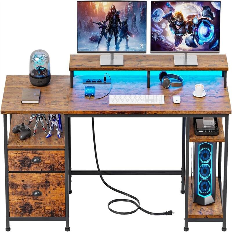 61" Computer Desk - 18.89"D x 61.3"W x 33.92"H - Rustic Brown