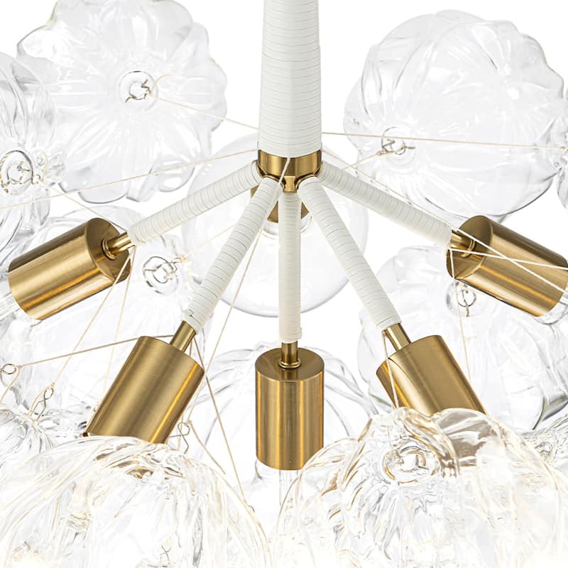 Modern Brass Cluster Faceted Glass Bubble 6-light Dimmable Chandelier