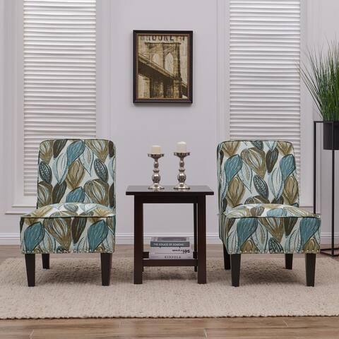 Copper Grove Couvin Blue Leaf Armless Accent Chairs (Set of 2)