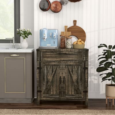 30" Magnetic Doors Storage Buffet Cabinet with Drawer and Adjustable Shelf Kitchen or Dining Room - 30" W x 15.25" D x 32.75" H