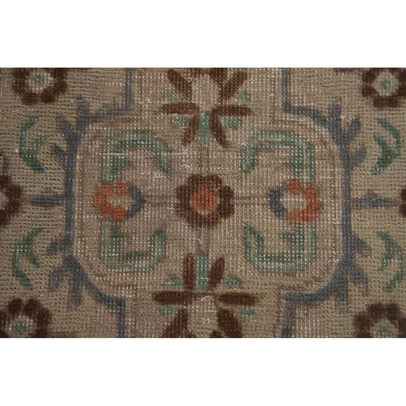 Distressed Grey Tabriz Vintage Persian Rug Hand-Knotted Wool Carpet - 6'7" x 9'4"