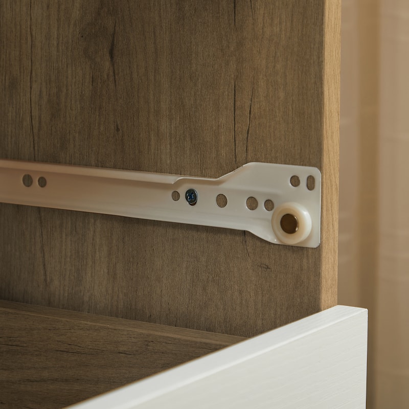 Modern White Storage Solid Wood Handle Drawer Side Cabinet