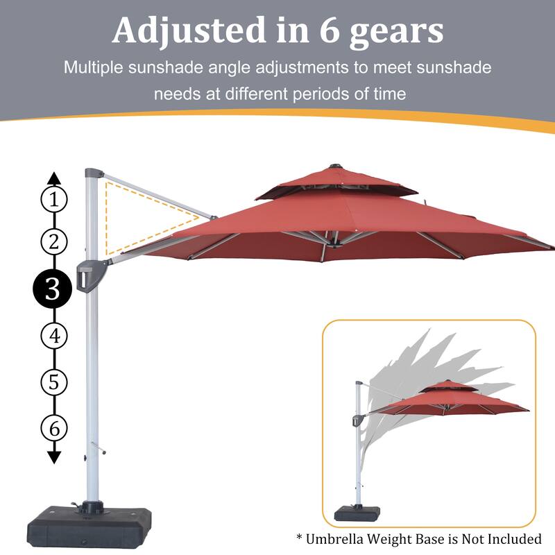 Clihome 11ft Patio Cantilever Octagonal Outdoor Umbrella With Umbrella Cover