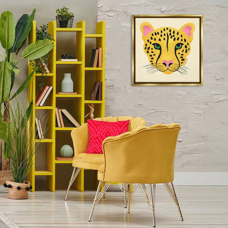Stupell Modern Wild Cheetah Face Framed Floater Canvas Wall Art Design By Carrie Cantwell