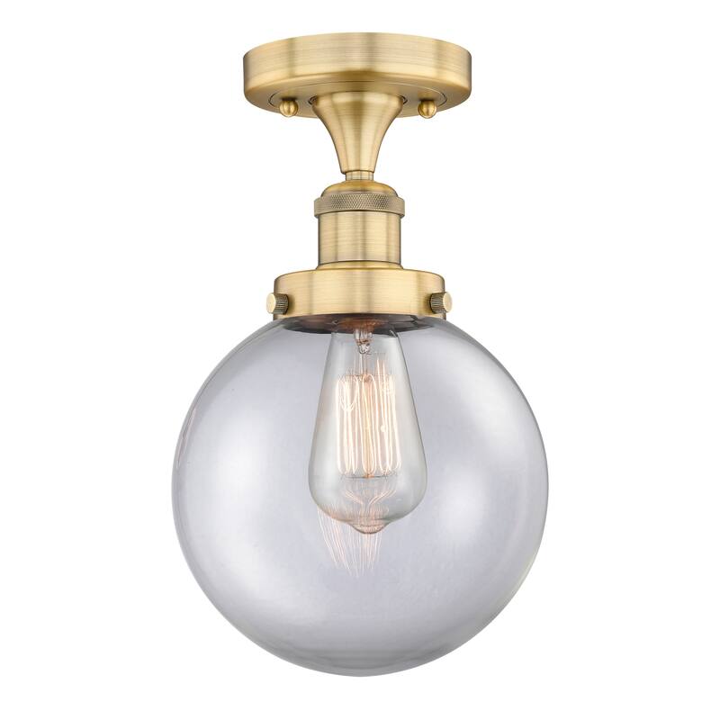Innovations Lighting Beacon - 1 Light 8" Semi-Flush Mount - Clear/Brushed Brass