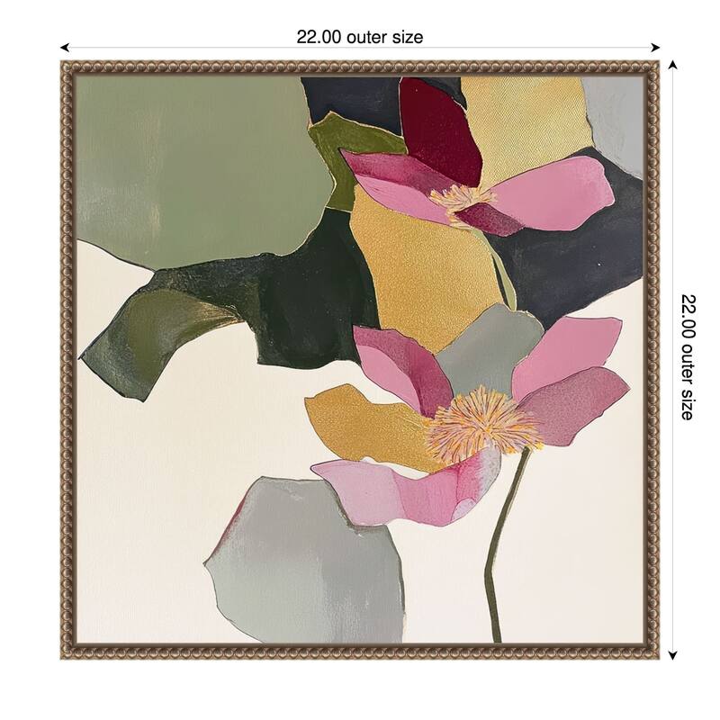 Blossom in Pink No. 1 by Lazar studio Framed Canvas Wall Art Print - 22 x 22 in