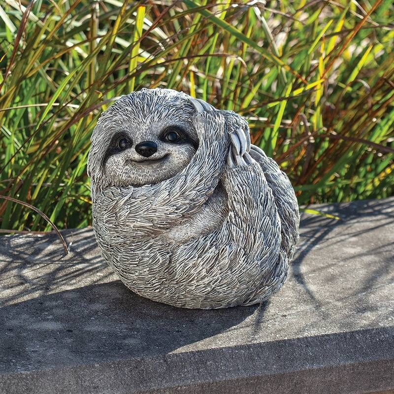 Curata Stone Resin Pudgy Pal Garden Sloth Statue