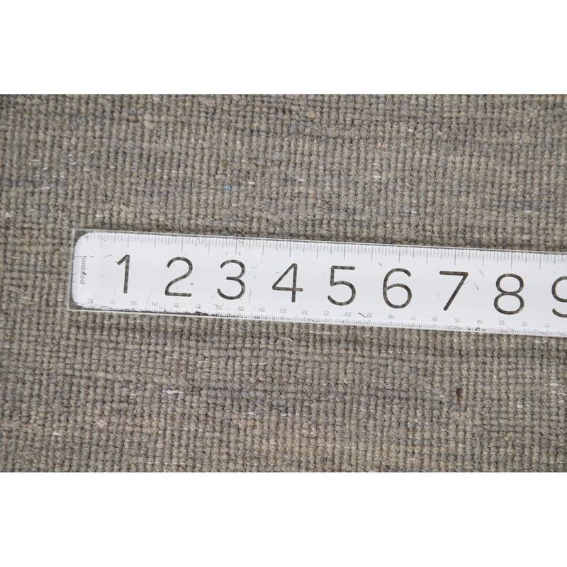Modern Gabbeh Oriental Foyer Rug Hand-Knotted Grey Wool Carpet - 3'3" x 4'11"