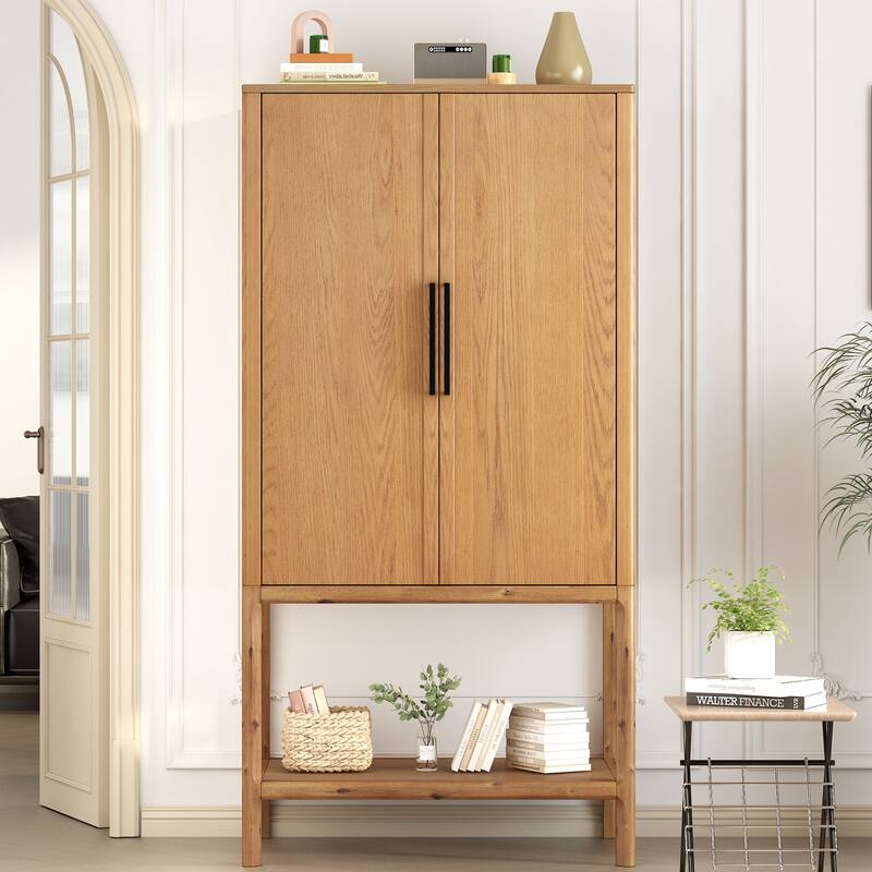 Sophisticated Oak Veneer Cabinet With Multiple Storage Functions,Suitable For Study,Entryway,Hallway,Living Room,Foyer