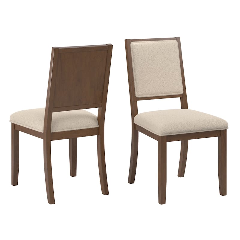 Harstad Wood Finish Cream Boucle Fabric Dining Chair (Set of 2) by iNSPIRE Q Modern - Walnut