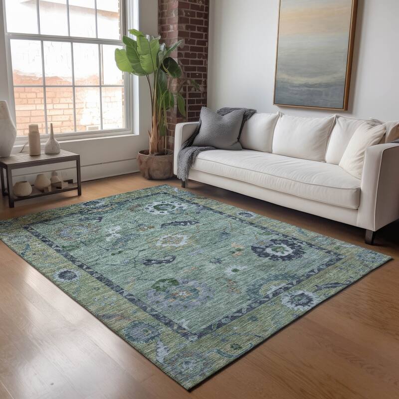 Machine Washable Indoor/ Outdoor Traditional Boho Chantille Rug