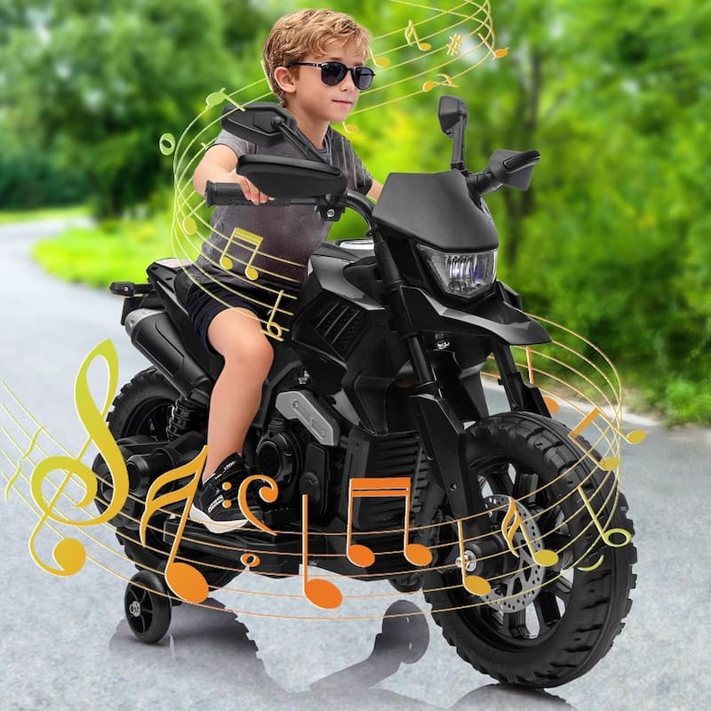 6v Motorcycle for Kids, Ride on Motorcycle with Traning Wheels for Best Kids Gift, Black