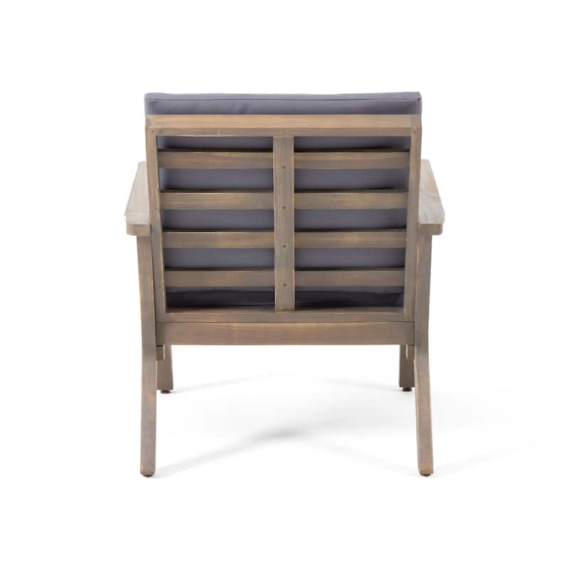 Outdoor Acacia Wood Club Chairs with Cushions (Set of 2)