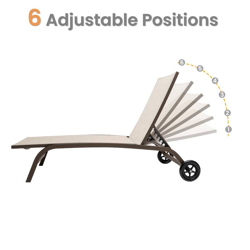 VredHom Adjustable Chaise Lounge Chair with Wheels