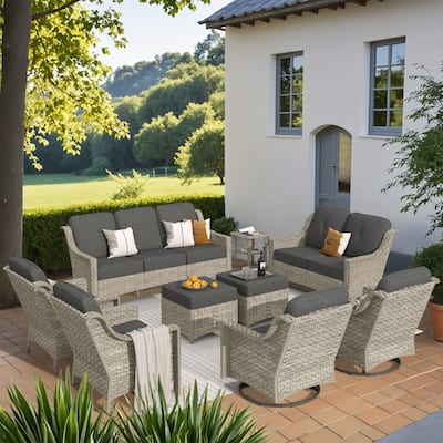XIZZI 9-piece Outdoor Patio Furniture Conversation Set with Swivel Chair