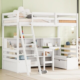 Kid-Friendly Design Twin Size Loft Bed with Desk