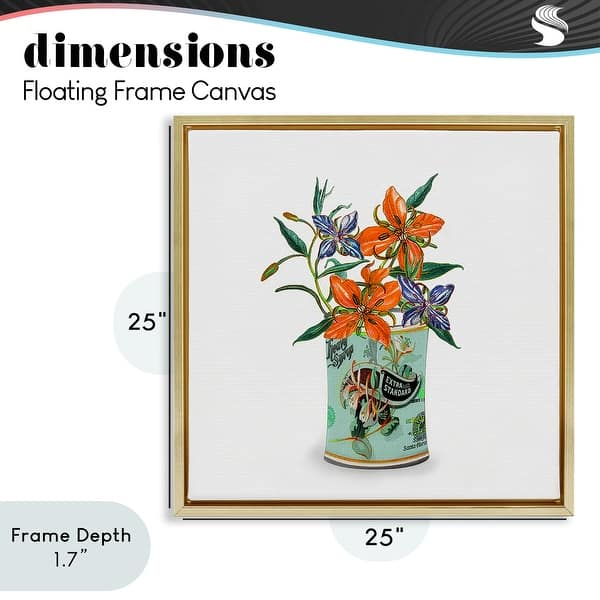 dimension image slide 0 of 7, Stupell Lilies In Retro Tin Framed Floater Canvas Wall Art, Design By Val Rhodes