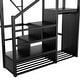 preview thumbnail 87 of 98, Metal Loft Bed with Wooden Stairs Built-in Storage Shelves and Wardrobe, High Loft Bed Frame with Side Grid Storage Rack