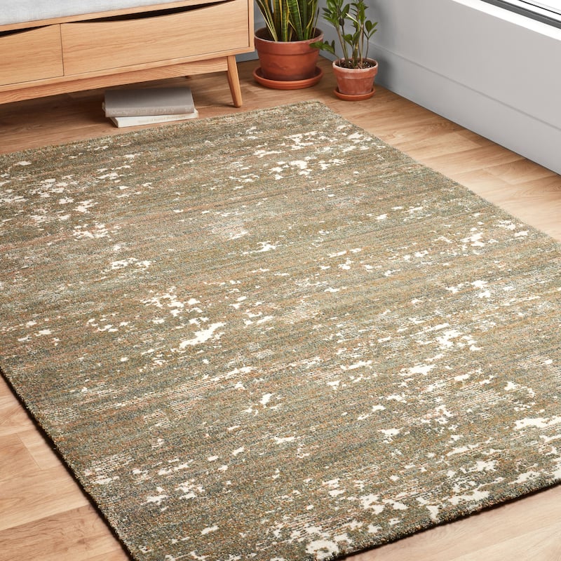 Alexander Home Zion Stone Abstract Modern & Contemporary Rug - 9'6" x 13' - MOSS / SPICE - Runner/Rectangle