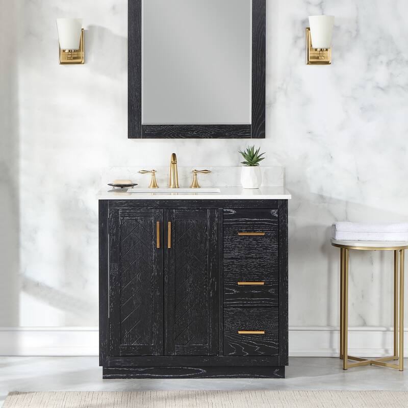 Altair Gazsi Bathroom Vanity with Composite Stone Countertop without Mirror