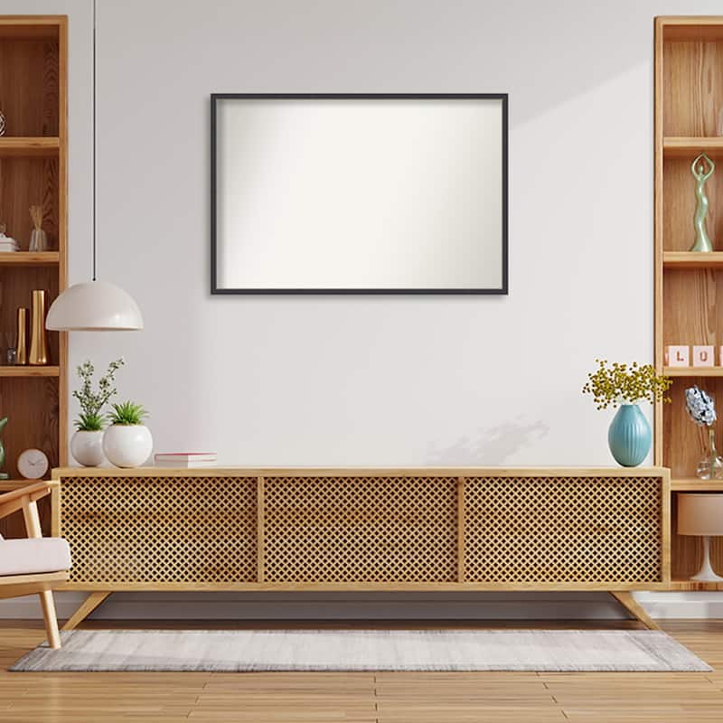 Stylish Black Narrow Non-Beveled Wood Framed Wall Mirror - Stylish Black Narrow