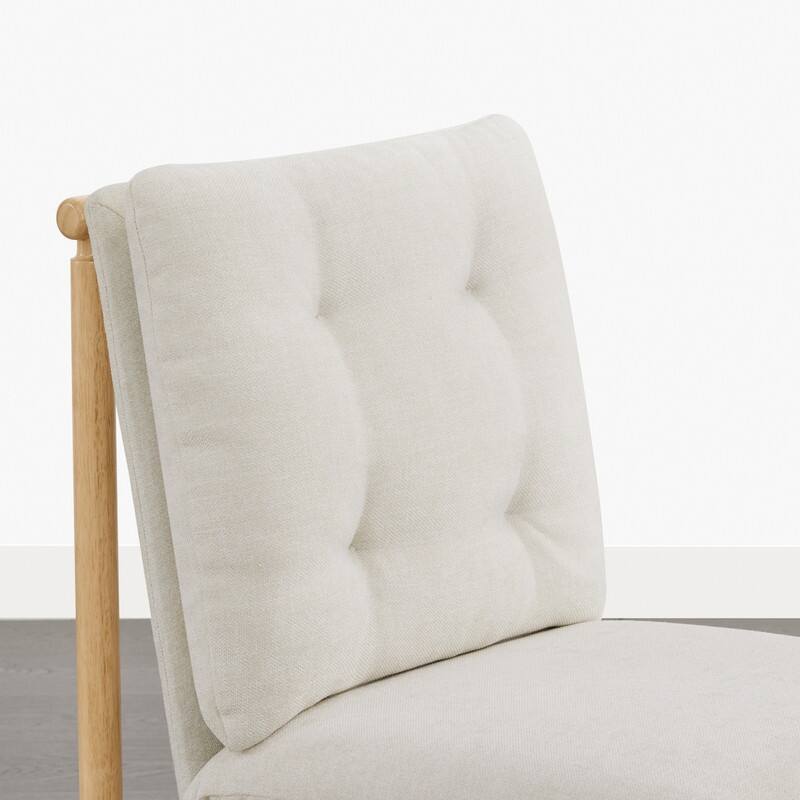 Spruce & Spring Mid-Century Modern Solid Wood Dining Chair with Tufted Cushion