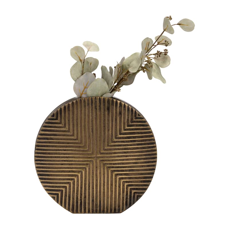 Sagebrook Home Elegance - Aluminum Ribbed Accent Vase for Stylish Interiors