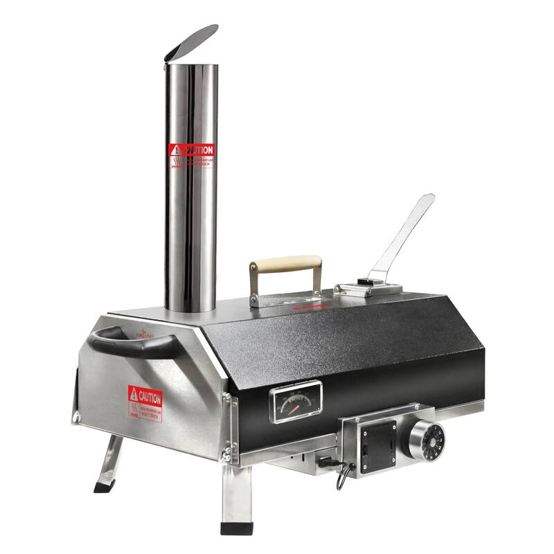 Outdoor Portable Automatic Rotatable Wood Fired Pizza Ovens,with Timer,Built-in Thermometer,Pizza Cutter & Carry Bag