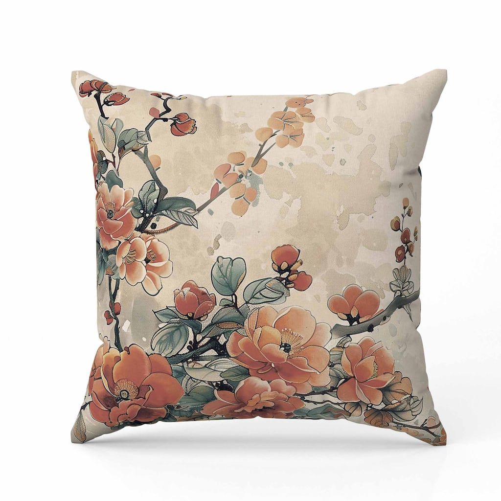 Scarlet Wing Heaven Faux Suede Reversible Throw Pillow Peach and Teal