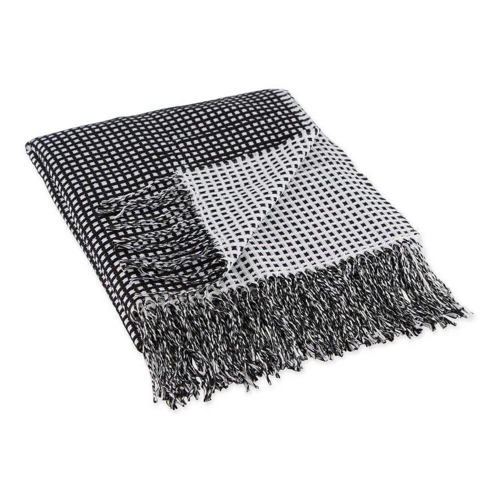DII Black & White Waffle Knit Throw
