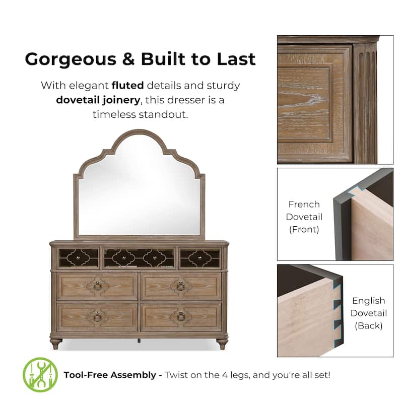 Furniture of America Aveline Modern Rustic Oak 5-Piece Solid Wood Panel Bedroom Set