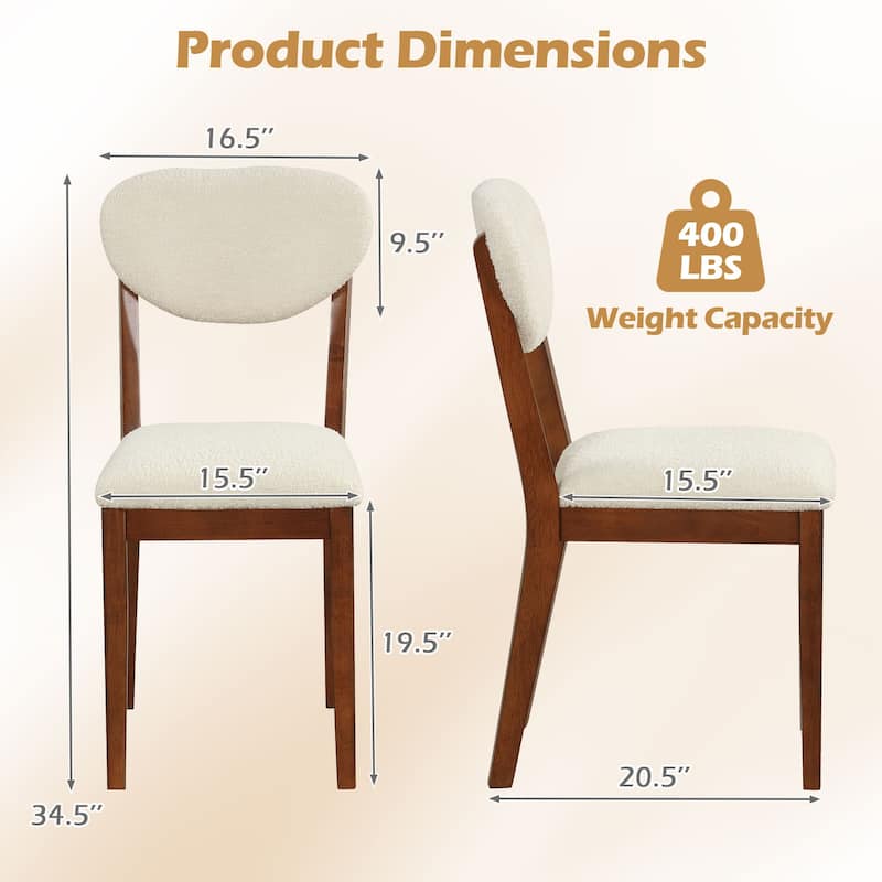Gymax Sherpa Dining Chairs Set of 4 w/Rubber Wood Legs Padded Seat &