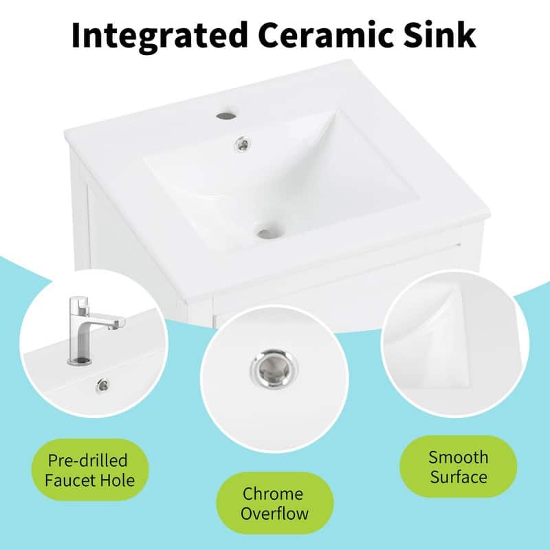 20" Bathroom Vanity with Sink – Soft-Closing Door Cabinet Featuring Storage Rack and Drawer‌ - 20"L x 18.3"W x 34"H