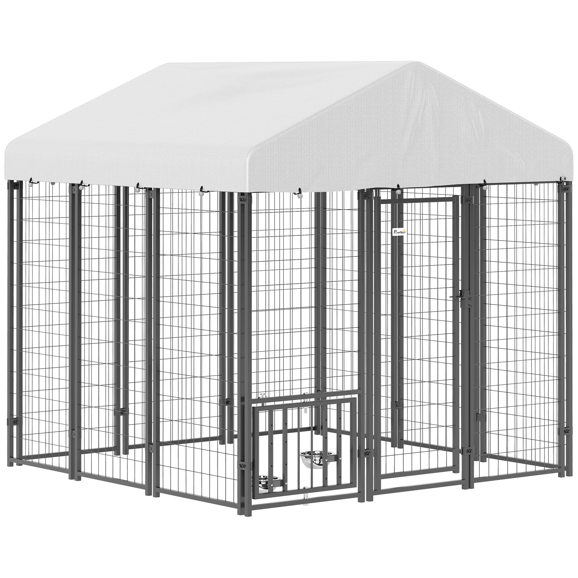 PawHut 5.9' x 5.9' x 6' Outdoor Dog Kennel, Welded Wire Heavy Duty Dog Run, Dog Kennel Outside with Waterproof