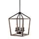preview thumbnail 5 of 47, Oria Iron Farmhouse Industrial Lantern LED Pendant, Oil Rubbed Bronze/Faux Wood by JONATHAN Y