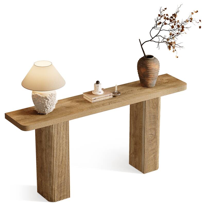 63-Inch Long Entryway Table, Farmhouse Console Table Behind Couch